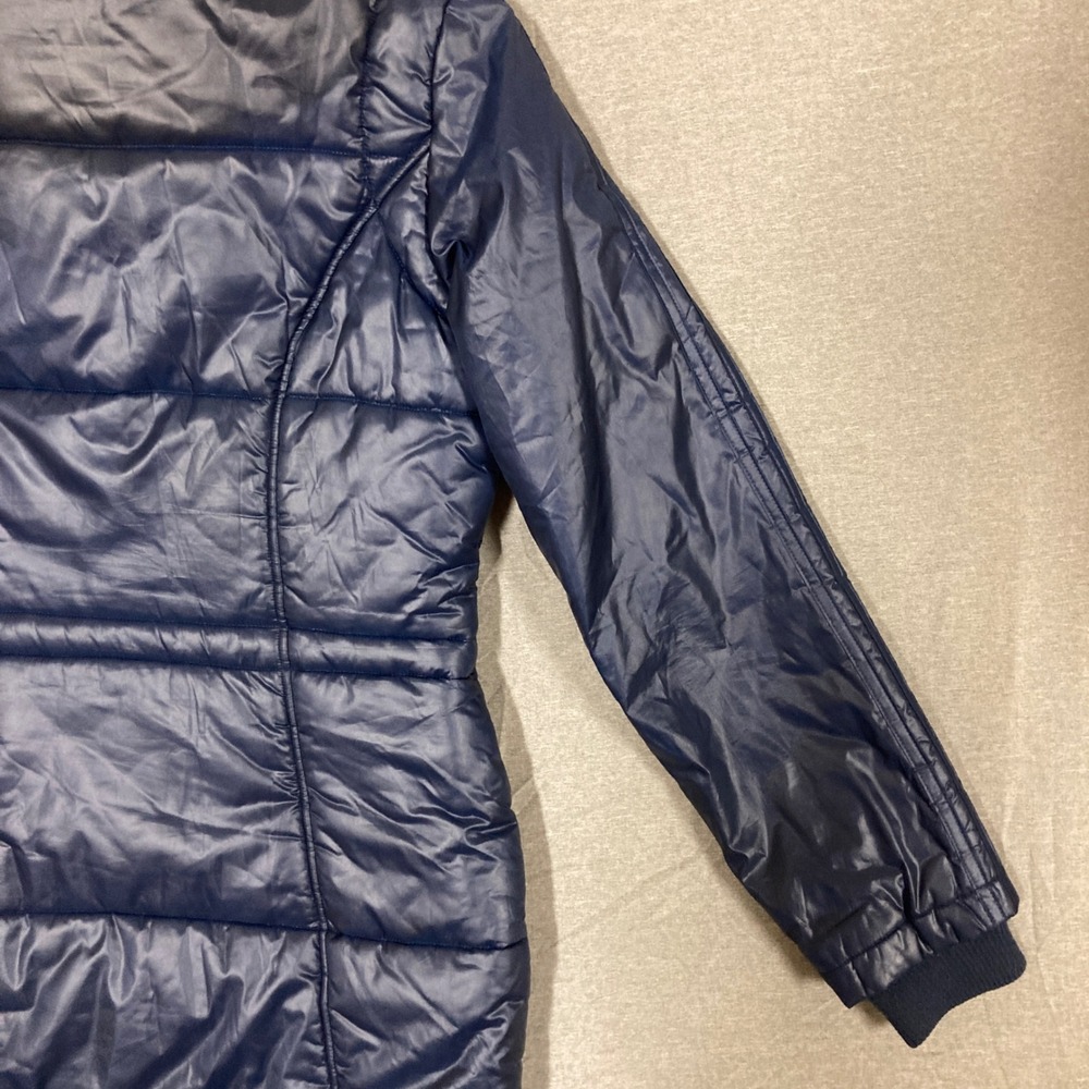 Adidas Originals Navy Blue Puffer Jacket Longline Trefoil Logo 608525 Womens M - Picture 14 of 15